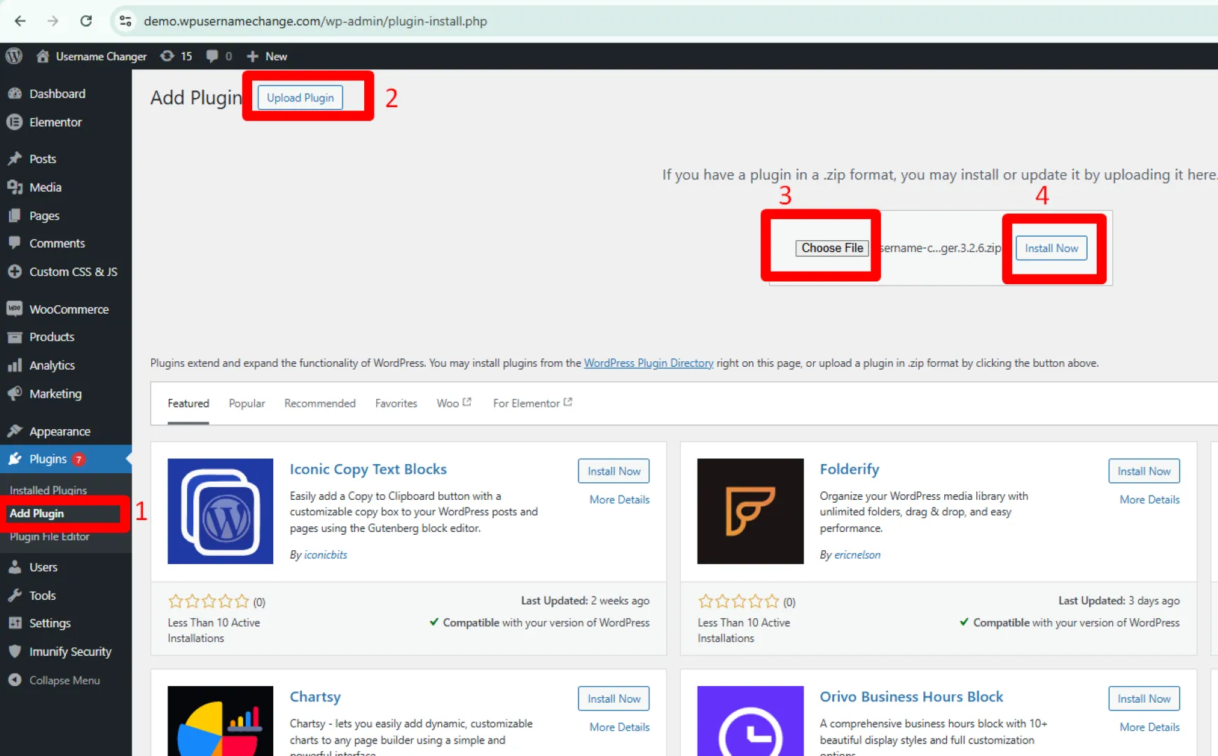 Upload PRO plugin zip file